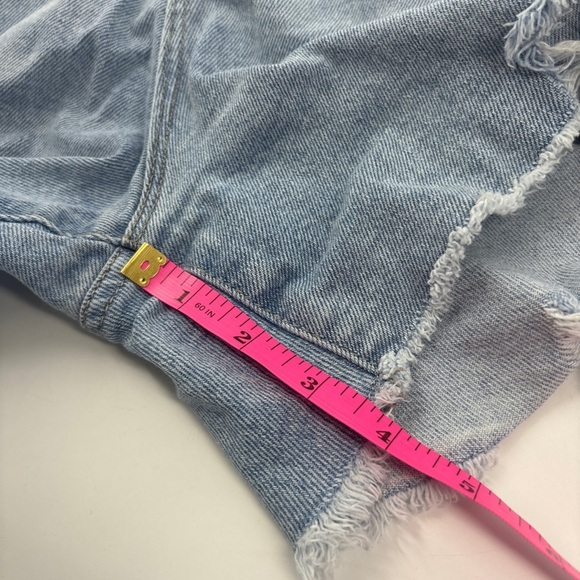 Womens Jean Shorts-NICOLE MILLER-blue stretch denim "Nomad Super High Rise"-12 - Picture 7 of 7